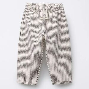ZARA STRIPED STRAIGHT-LEG PLUSH TROUSERS - 4T